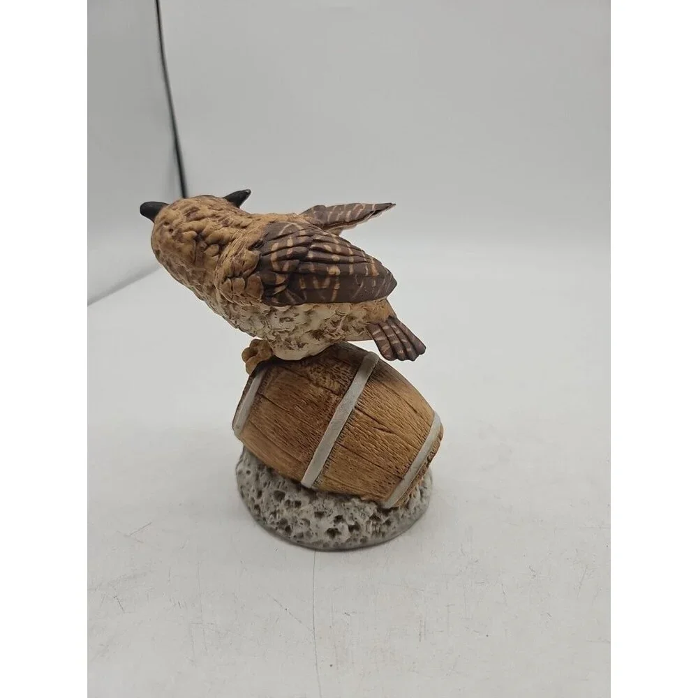 Vintage  Owl Music‎ Box On Barrel Works